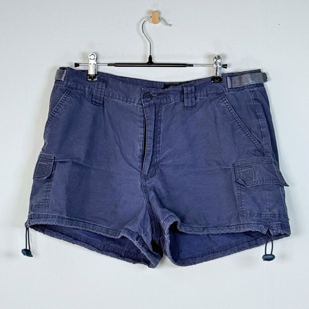 Vintage Rue 21 Blue Cargo Shorts Cotton Bungee Cord Outdoors Hiking Gorpcore Y2K